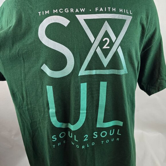 Tim McGraw Faith Hill Soul2Soul Tour 2017 T Shirt Men XL Green Graphic Tee Music - Picture 3 of 7